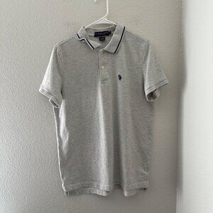 U.S. Polo Assn. Slim Fit Cotton Blend Tee Shirt Sleeve Heather Light Gray Sz L